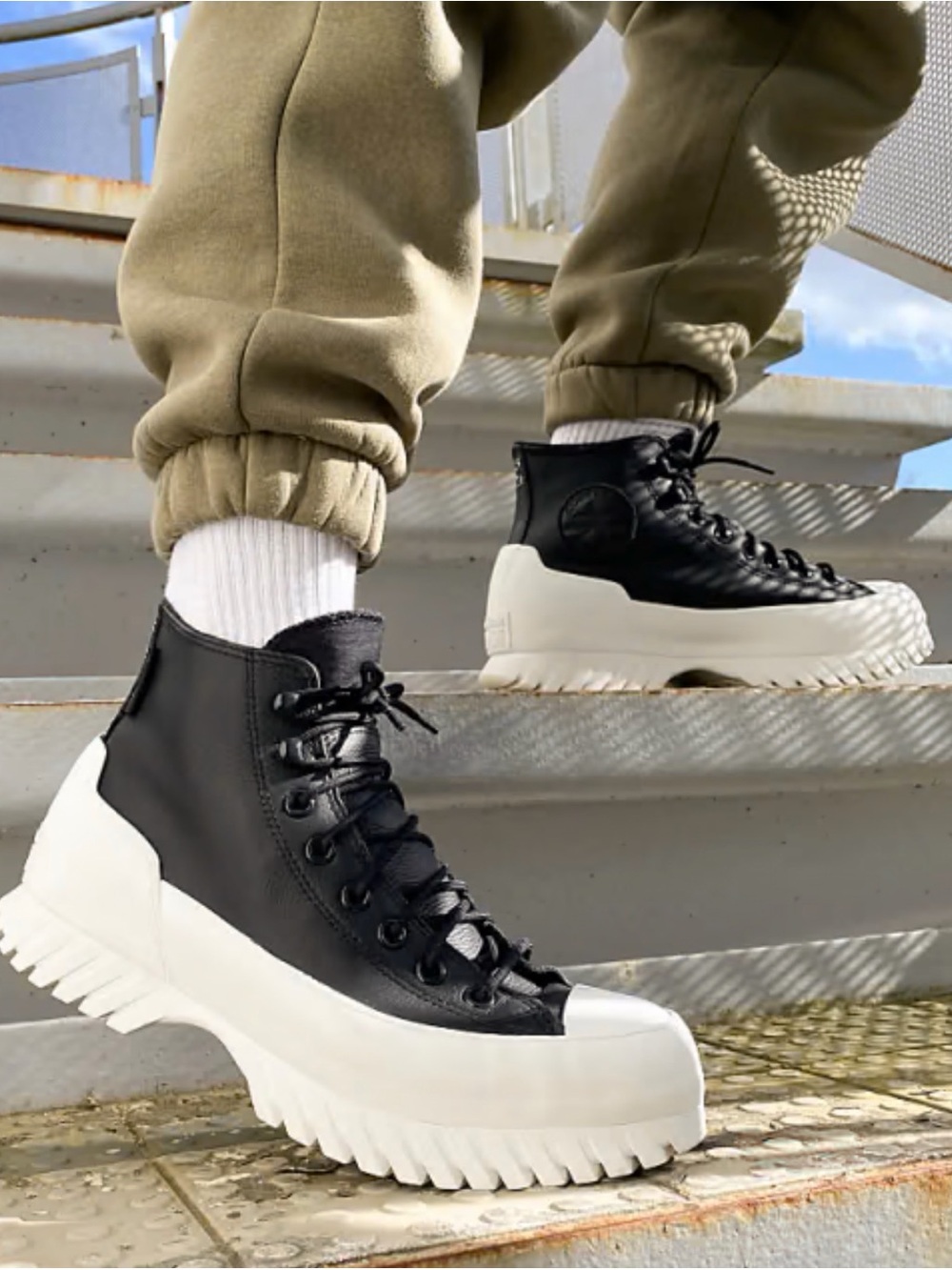 Converse Black and White Lug-Sole High-Top Boots